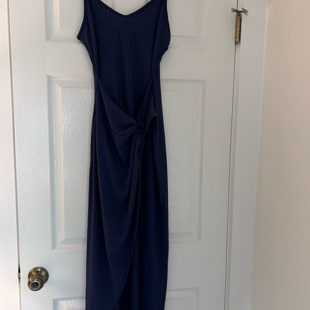 SHEIN Blue Ruched Asymmetrical Cocktail Gown
